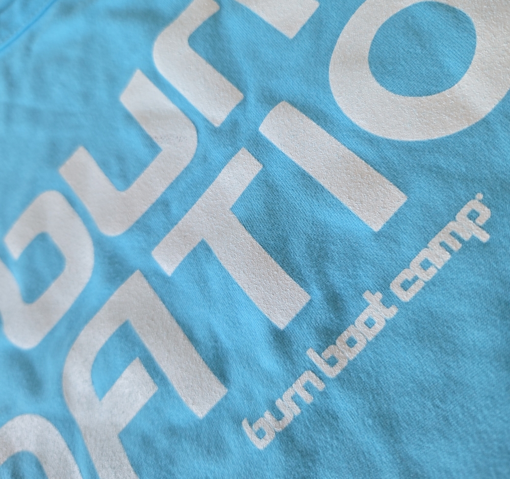 Burn Boot Camp Bum Light Blue Graphic Tank Top